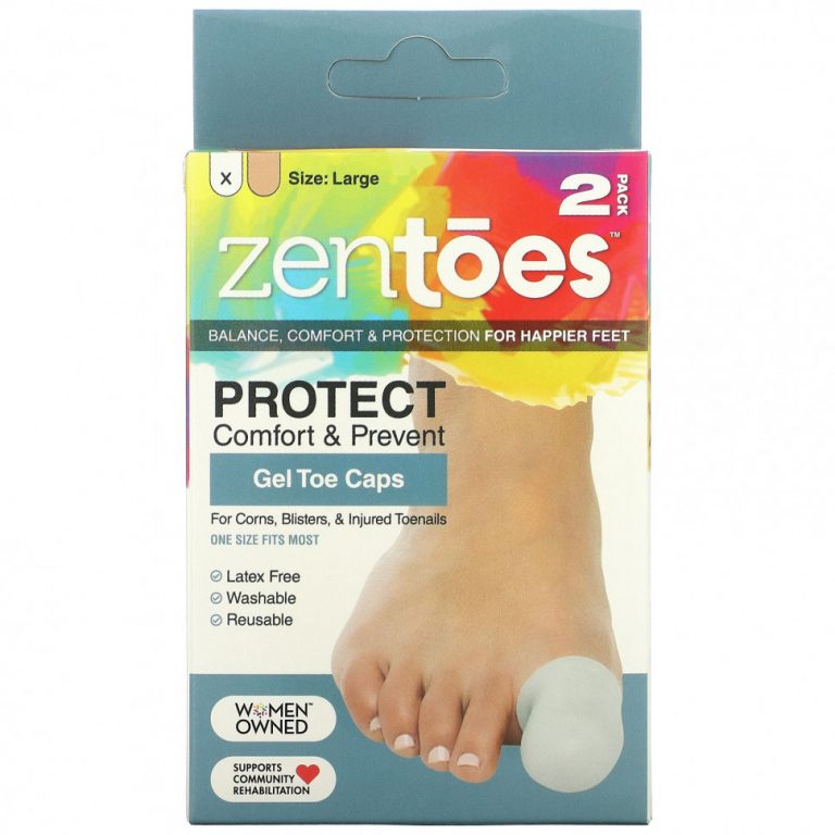 ZenToes, Гелевые колпачки, большие, серые, 2 шт. В упаковке