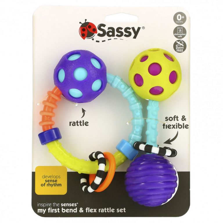 Sassy, My First Bend & Flex Rattle Set, от 0 месяцев, набор из 2 предметов