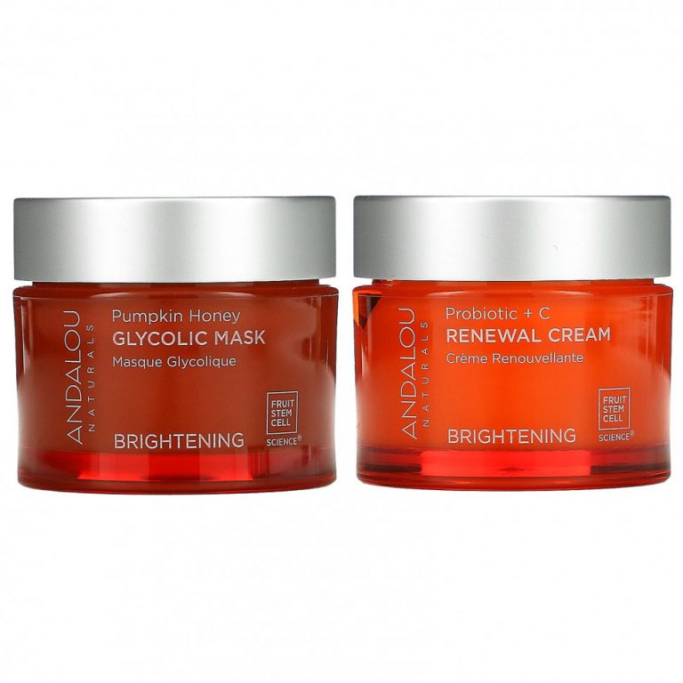 Andalou Naturals, Brightening Duo, гликолевая маска и восстанавливающий крем, 2 шт. В упаковке, 50 г (1,7 унции)