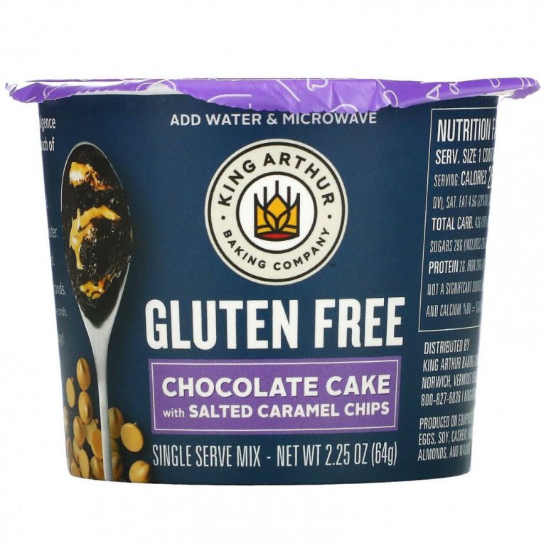 King Arthur Flour, Gluten Free, Chocolate Cake With Salted Caramel Chips, Single Serve Mix, 2.25 oz (64 g)