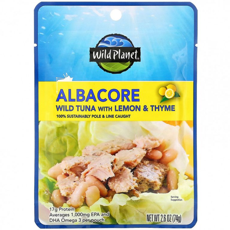 Wild Planet, Дикий тунец Albacore с лимоном и чабрецом, 74 г (2,6 унции)