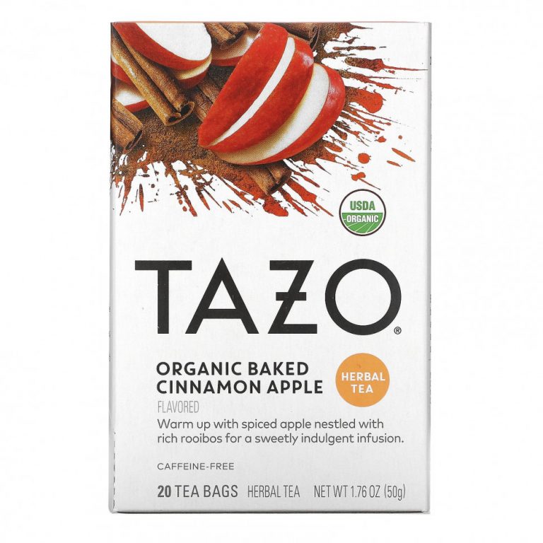 Tazo Teas, Herbal Tea, органическое запеченное яблоко с корицей, без кофеина, 20 пакетиков, 50 г (1,76 унции)