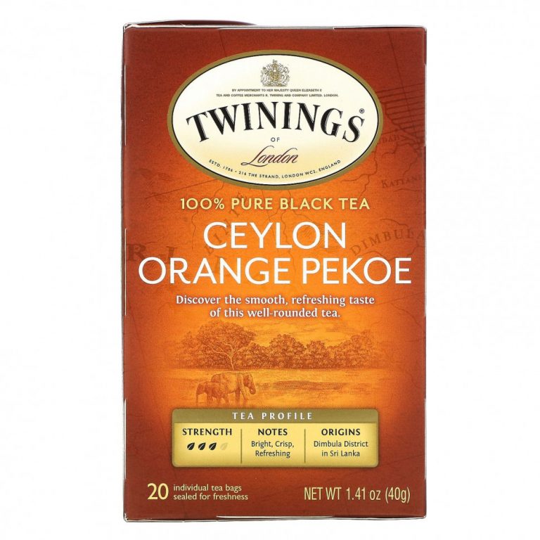 Twinings, Цейлонский апельсиновый чай Pekoe, 20 чайных пакетиков, 40 г (1,41 унции)