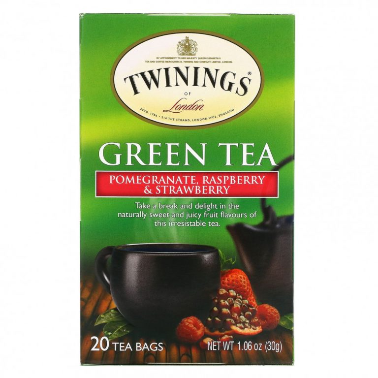 Twinings, зеленый чай, гранат, малина и клубника, 20 чайных пакетиков, 30 г (1,06 унции)