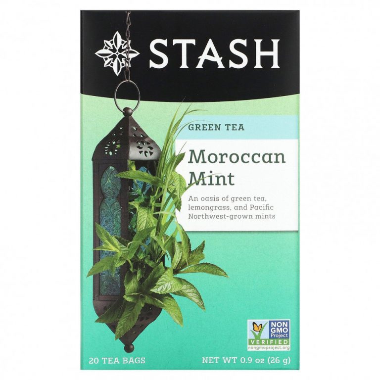 Stash Tea, зеленый чай, марокканская мята, 20 чайных пакетиков, 26 г (0,9 унции)