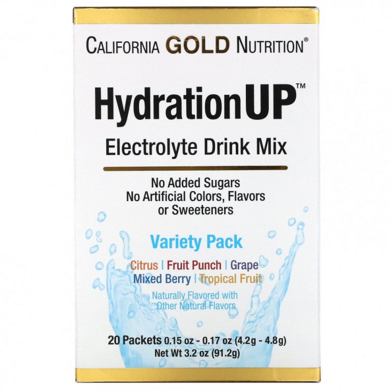 California Gold Nutrition, HydrationUP, смесь для приготовления электролитического напитка, ассорти, 20 пакетиков, 4,2 г в каждом