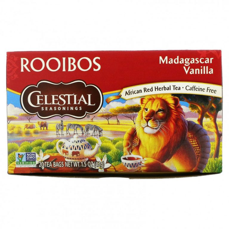 Celestial Seasonings, чай ройбуш, мадагаскарская ваниль, без кофеина, 20 чайных пакетиков, 42 г (1,5 унции)