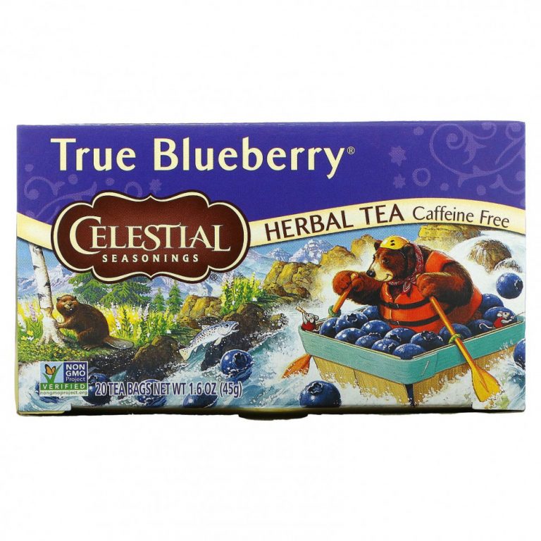 Celestial Seasonings, Травяной чай, без кофеина, Черника, 20 пакетиков, 1,6 унции (45 г)