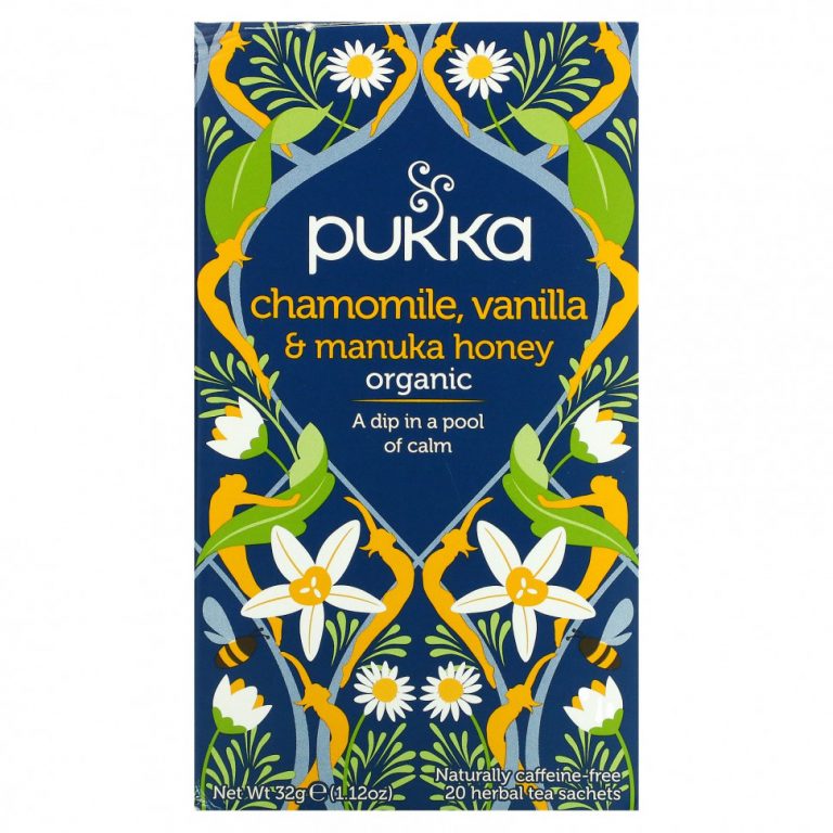 Pukka Herbs, Chamomile, Vanilla & Manuka Honey Tea, 20 Herbal Tea Sachets, 0.05 oz (1.6 g)