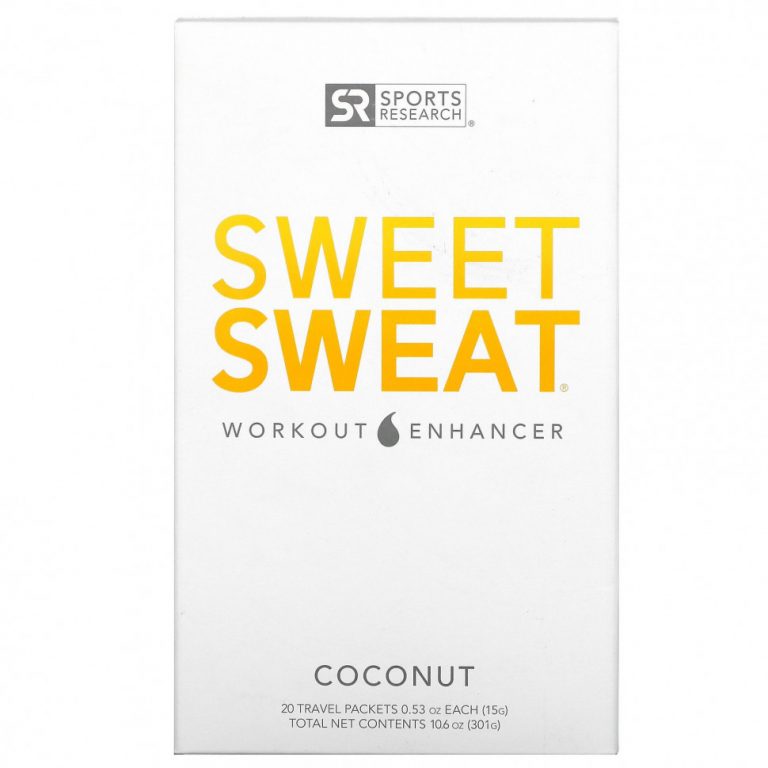 Sports Research, Sweet Sweat Workout Enhancer, кокос, 20 дорожных пакетиков, 0,53 унции (15 г) каждый