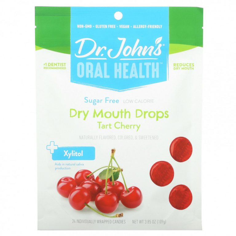 Dr. John’s Healthy Sweets, Oral Health, капли для сухости во рту, с ксилитом, вишня, без сахара, 24 конфеты в индивидуальной упаковке, 109 г (3,85 унции)