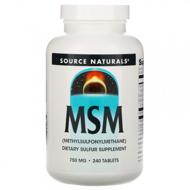 Source Naturals, МСМ (метилсульфонилметан), 750 мг, 240 таблеток