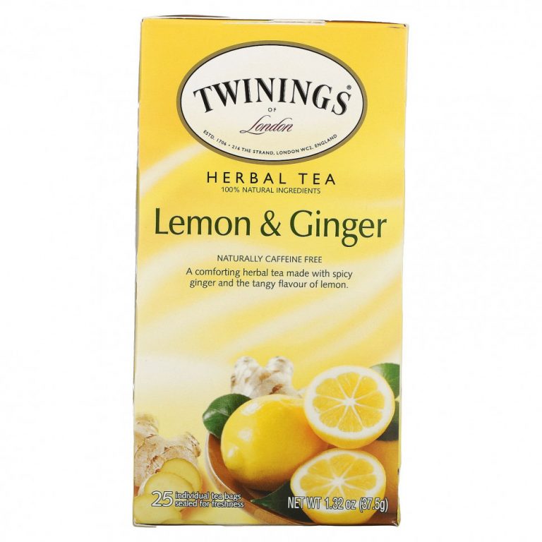 Twinings, Травяной чай, без кофеина, лимон и имбирь, 20 пакетиков, 1,32 унции (37,5 г)