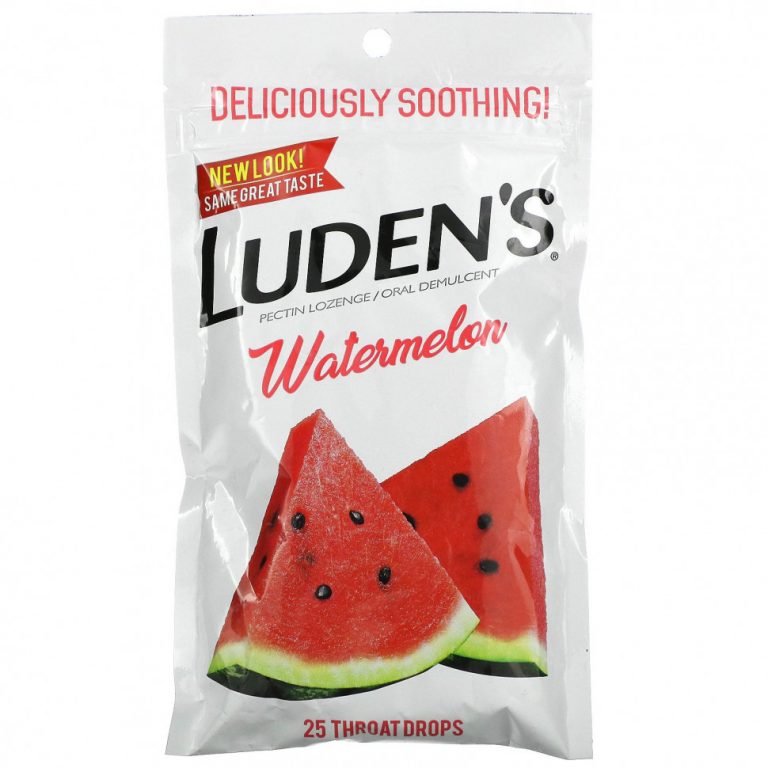 Luden’s, Леденцы с пектином / успокаивающее средство для полости рта, арбуз, 25 леденцов для горла