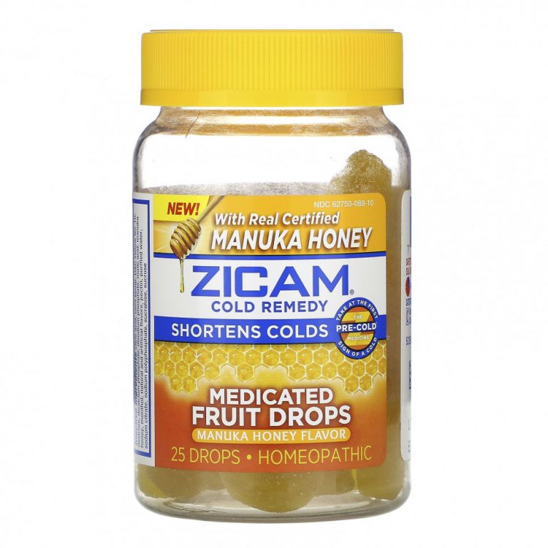 Zicam, Средство от простуды, лечебные фруктовые капли, мед манука, 25 капель