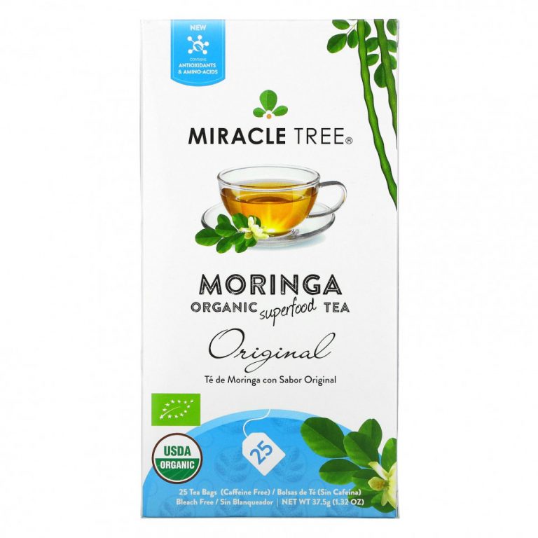 Miracle Tree, Moringa Organic Superfood Tea, Original, без кофеина, 25 чайных пакетиков, 37,5 г (1,32 унции)