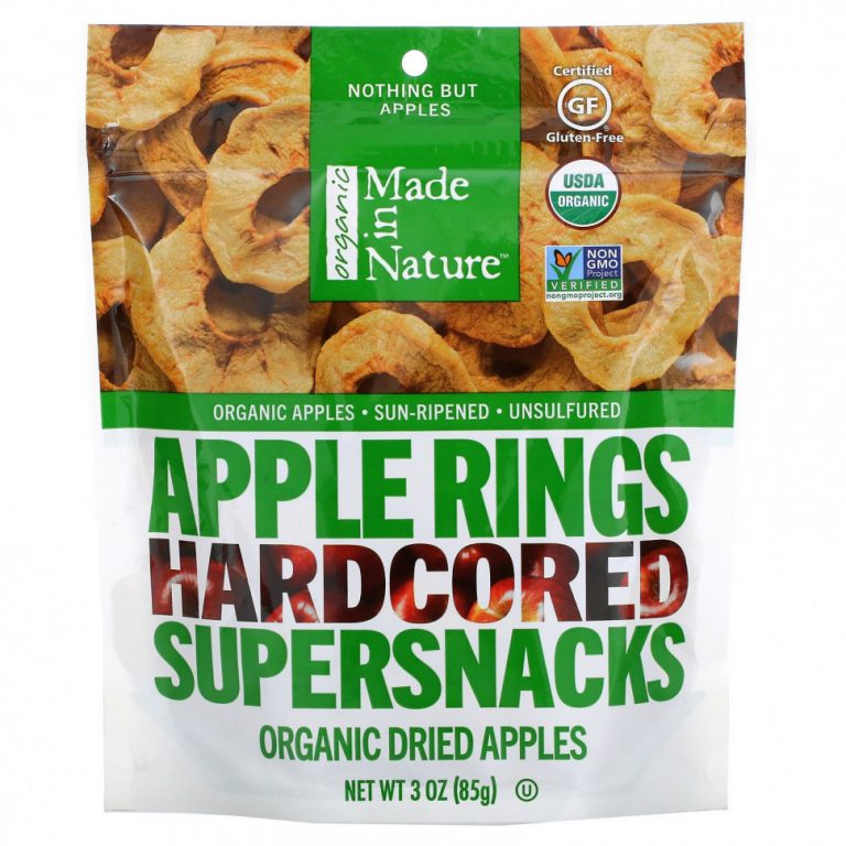 Made in Nature, Органические яблочные кольца, Hardcored Supersnacks, 85 г