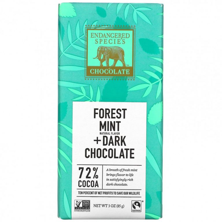 Endangered Species Chocolate, лесная мята + черный шоколад, 72% какао, 85 г (3 унции)