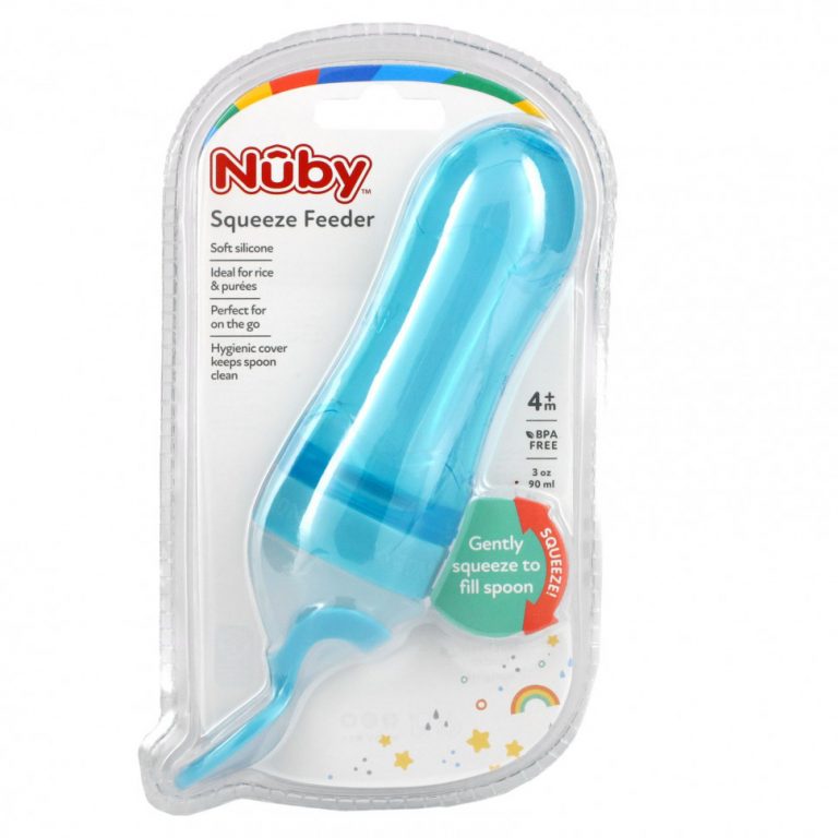 Nuby, Squeeze Feeder, для детей от 4 месяцев, синий, 90 мл (3 унции)