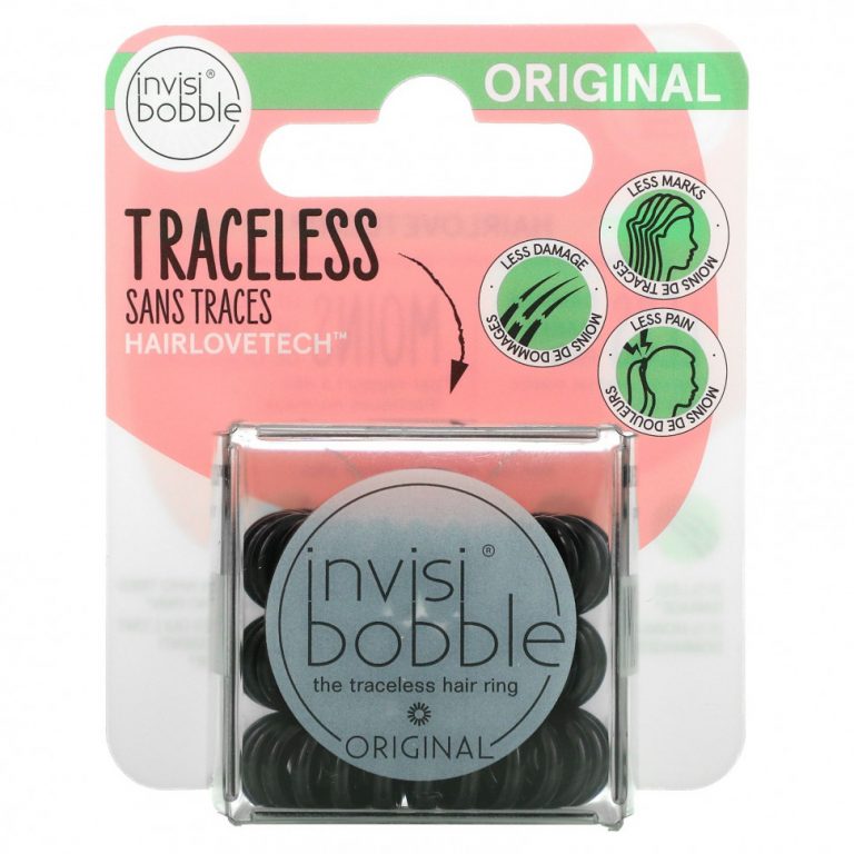 Invisibobble, Original, бесследное кольцо для волос, черный, 3 шт. В упаковке