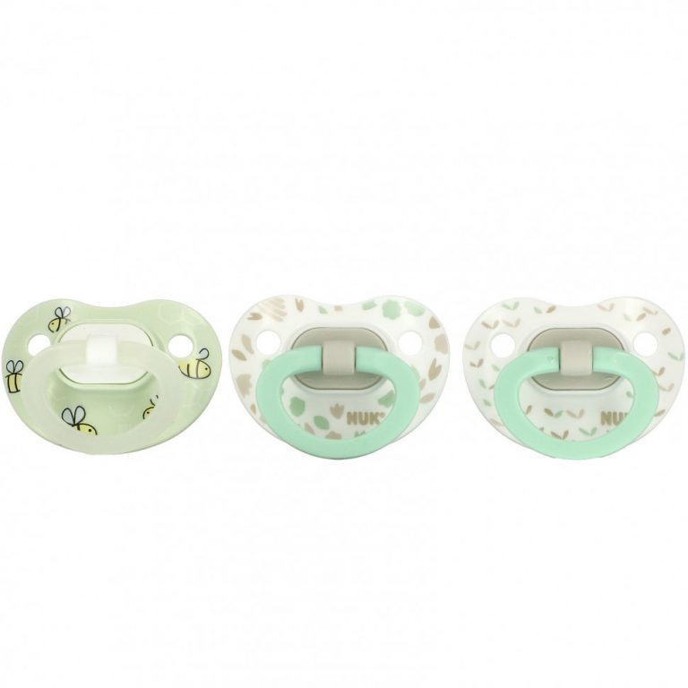 NUK, Orthodontic Pacifier Value Pack,, 0-6 Months, Green, 3 Pack