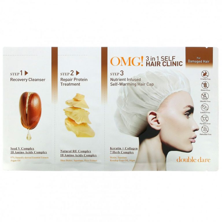 Double Dare, OMG! 3 in 1 Self Hair Clinic, For Damaged Hair, 3 Step Kit