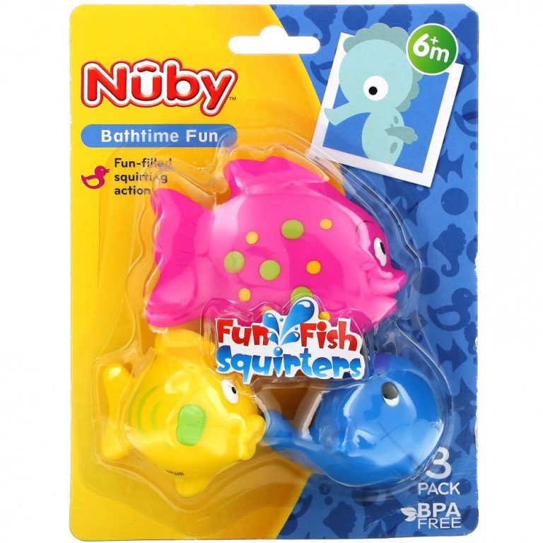 Nuby, веселые рыбки, игрушки для ванной, для детей от 6 месяцев, 3 шт. в упаковке