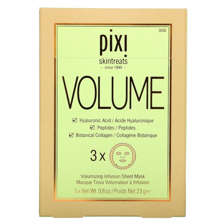 Pixi Beauty, Skintreats, Volume, разглаживающая тканевая маска, 3 шт. по 23 г (0,8 унции)