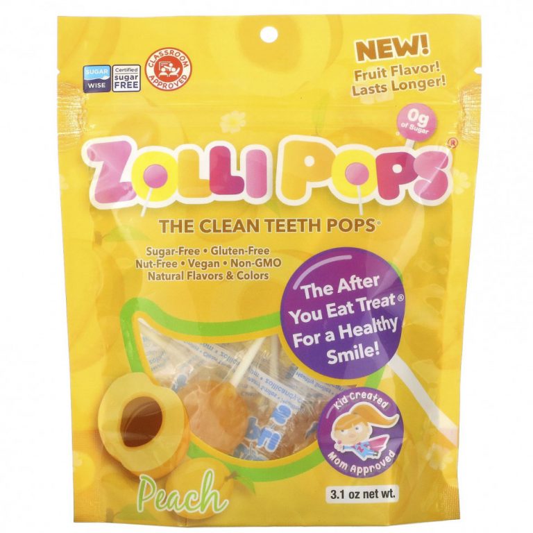 Zollipops, The Clean Teeth Pops, персик, 3,1 унции