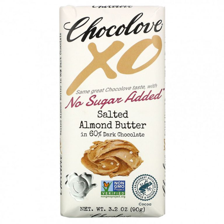 Chocolove, XO, черный шоколад 60% с соленой миндальной пастой, 90 г (3,2 унции)