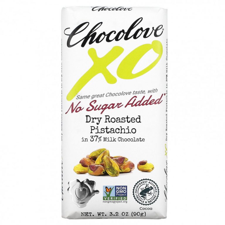 Chocolove, XO, 40% молочный шоколад с жареными фисташкам, 90 г (3,2 унции)