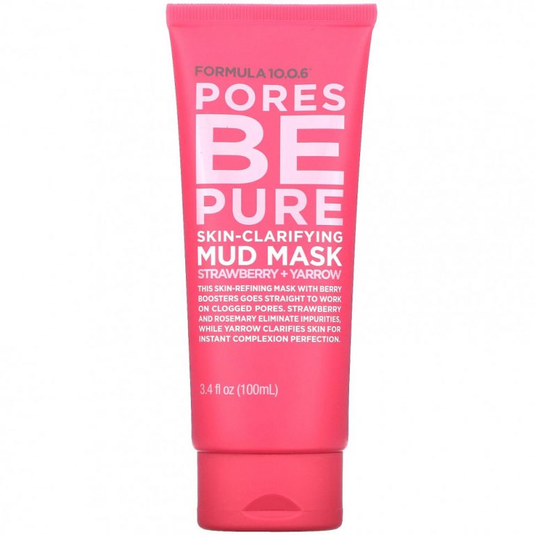 Formula 10.0.6, Pores Be Pure, Skin-Clarifying Mud Mask, Strawberry + Yarrow, 3.4 fl oz (100 ml)