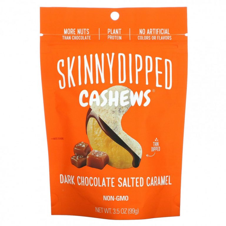 SkinnyDipped, Skinny Dipped Cashews, темный шоколад, соленая карамель, 99 г (3,5 унции)