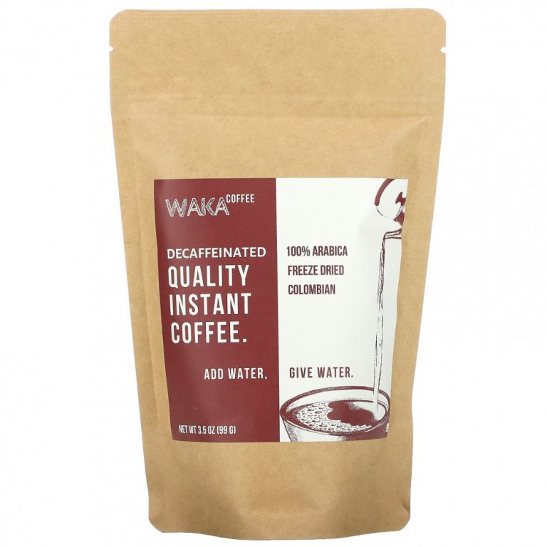 Waka Coffee, Растворимый кофе из 100% арабики, сублимированный колумбийский, средней обжарки, без кофеина, 99 г (3,5 унции)