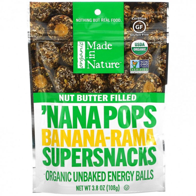 Made in Nature, Organic ‘Nana Pops, суперснеки с бананом и рамой, с ореховым маслом, 108 г (3,8 унции)