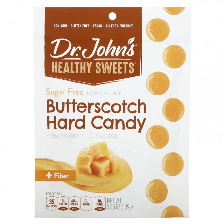 Dr. John’s Healthy Sweets, Карамель Butterscotch, + клетчатка, без сахара, 109 г (3,85 унции)