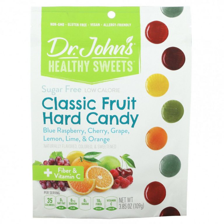 Dr. John’s Healthy Sweets, Фруктовая карамель Classic, + клетчатка и витамин C, без сахара, 109 г (3,85 унции)