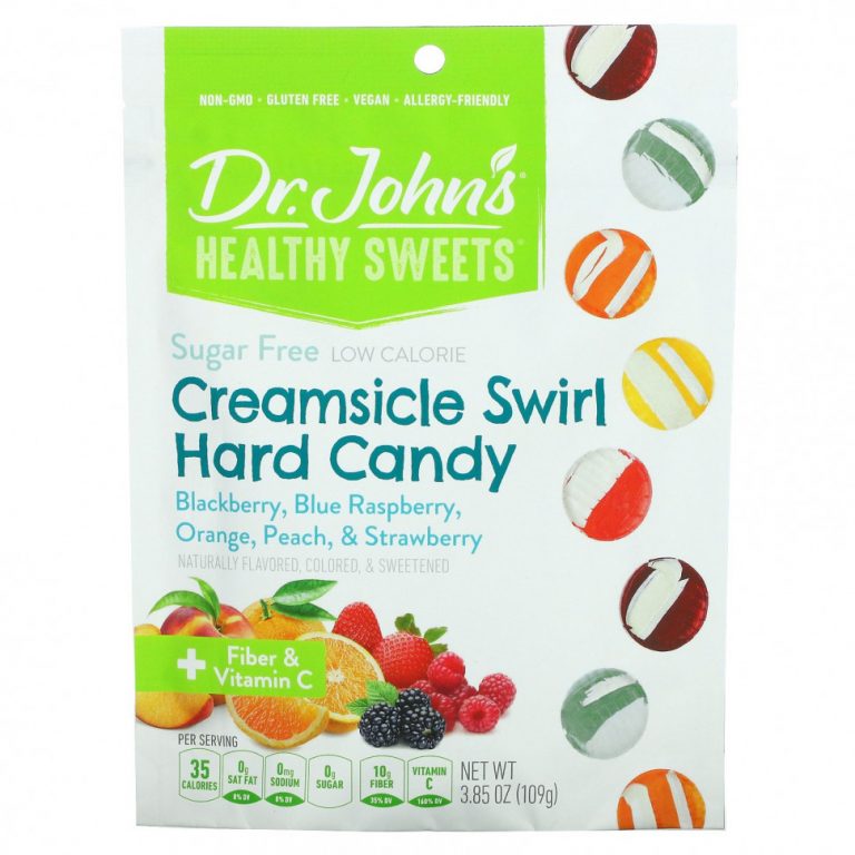 Dr. John’s Healthy Sweets, Creamsicle Swirl, карамель, + клетчатка и витамин C, без сахара, 109 г (3,85 унции)