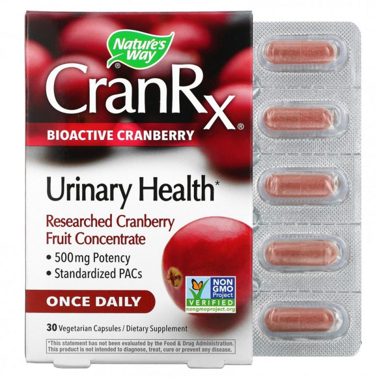 Nature’s Way, CranRx, Urinary Health, биоактивная клюква, 500 мг, 30 вегетарианских капсул