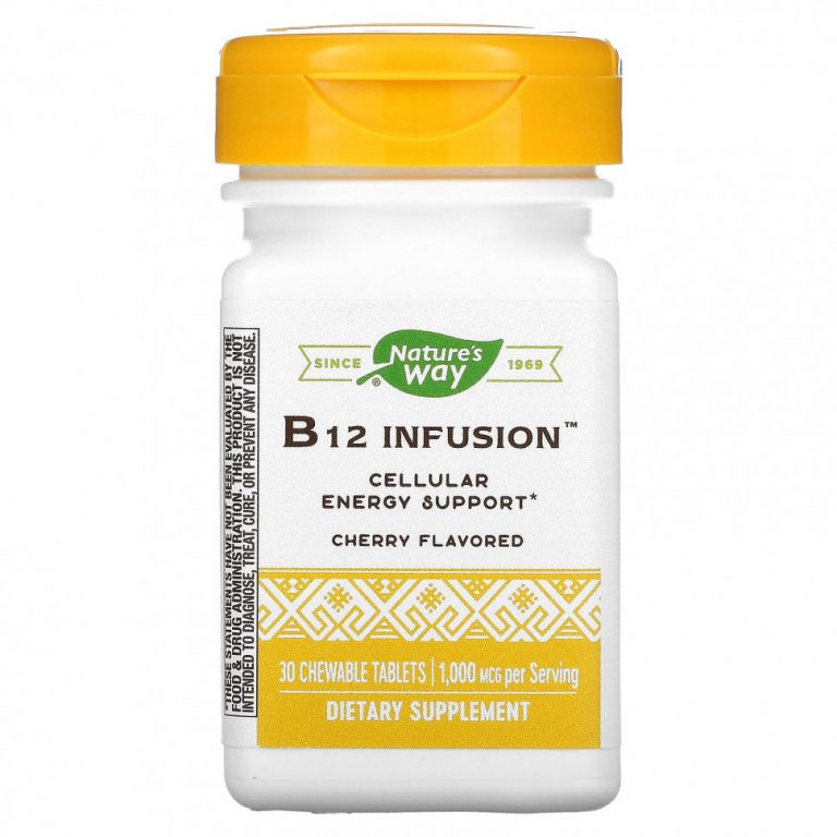 Nature’s Way, B12 Infusion, со вкусом вишни, 1000 мкг, 30 жевательных таблеток