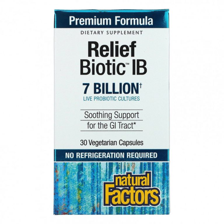 Natural Factors, ReliefBiotic IB, 7 миллиардов, 30 вегетарианских капсул