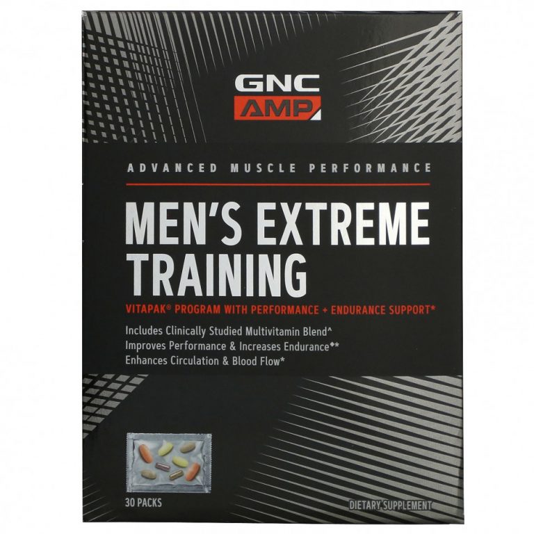 GNC, AMP, Men’s Extreme Training, мультивитаминный комплекс для мужчин, для улучшения работоспособности и выносливости, 30 пакетиков