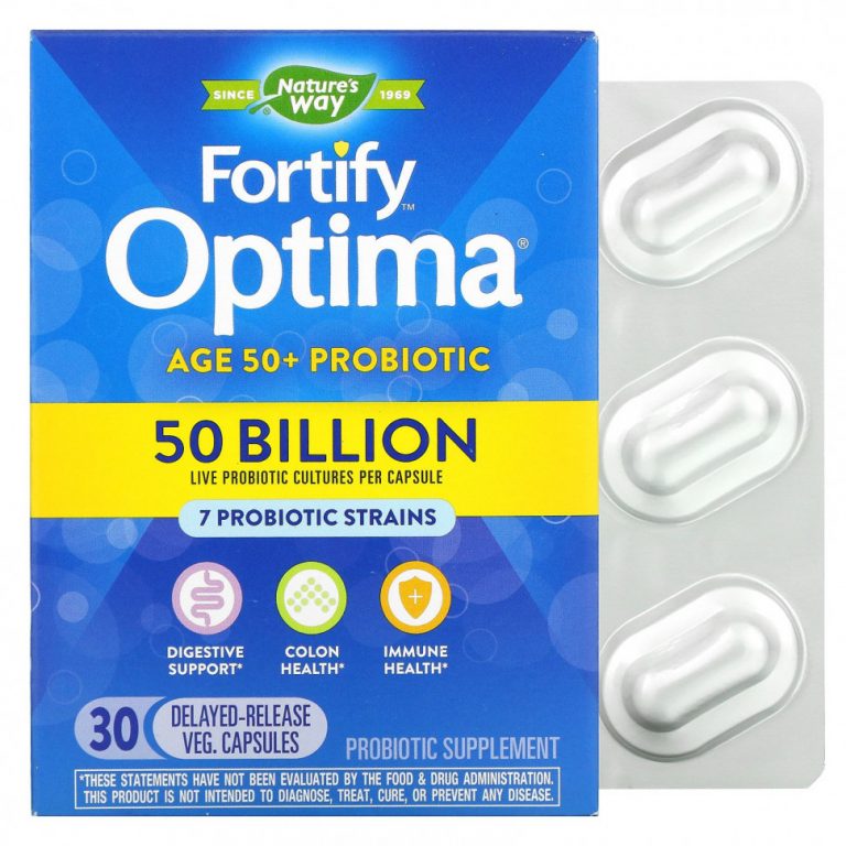 Nature’s Way, Fortify Optima Probiotic, Adult 50+, 50 Billion, 30 Delayed Release Vegetarian Capsules