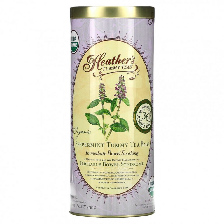 Heather’s Tummy Care, Tummy Teas, Organic Peppermint Tea Bags, Caffeine Free, 36 Extra Large Tea Bags, 4.2 oz (120 g)