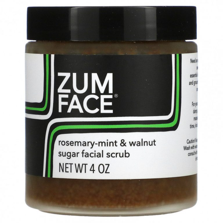 ZUM, Zum Face, Facial Scrub, Rosemary-Mint & Walnut Sugar, 4 oz