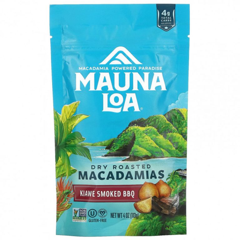 Mauna Loa, Dry Roasted Macadamias, барбекю с копченым киаве, 113 г (4 унции)