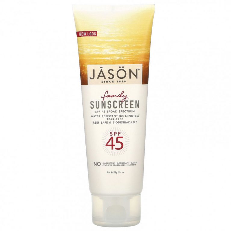 Jason Natural, Family, натуральное солнцезащитное средство, SPF 45, 113 г (4 унции)