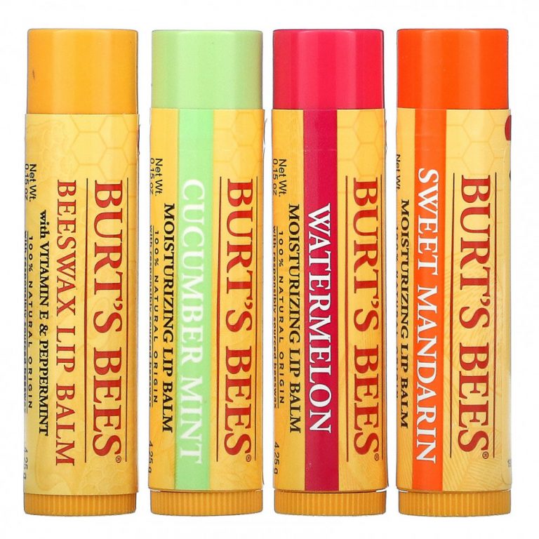 Burt’s Bees, Увлажняющие бальзамы для губ, свежевыбранные, 4 шт. В упаковке, по 4,25 г (0,15 унции)