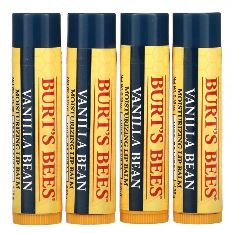 Burt’s Bees, Увлажняющий бальзам для губ, ваниль, 4 шт. В упаковке, 4,25 г (0,15 унции)