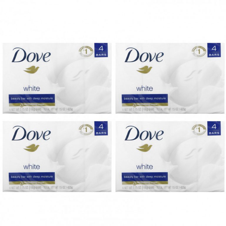 Dove, Мыло Beauty Bar, глубокое увлажнение, белое, 4 шт., По 106 г (3,75 унции)